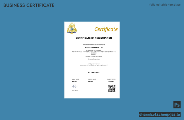 Kambodschanische Registrierungsurkunde – Beispielansicht in Word und PDF